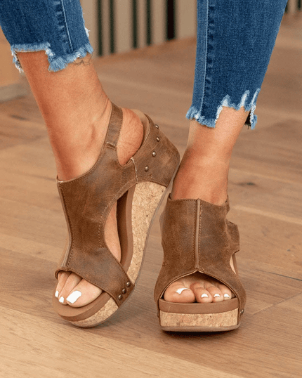 Blair™ - Stylish High Sole Adjustable Orthopedic Sandals with Arch Support Brown Orthopedic Sandals