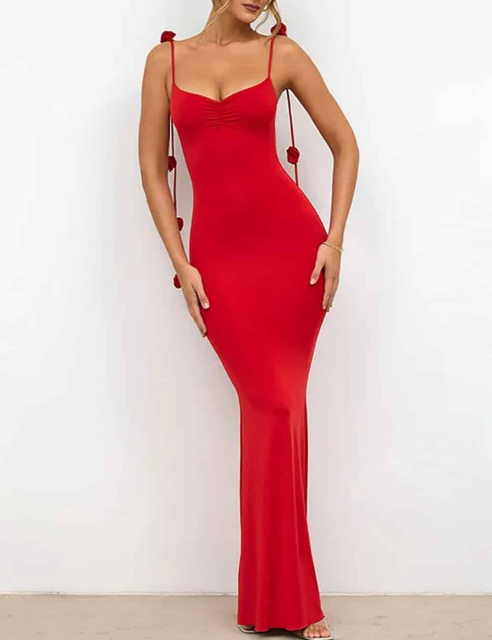 Decor Cami Backless Fitted Maxi Dresses Red Dresses