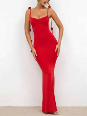 Decor Cami Backless Fitted Maxi Dresses Red Dresses