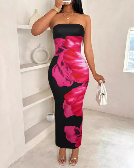 Women's Slim-Fit Floral Print Dress Dress