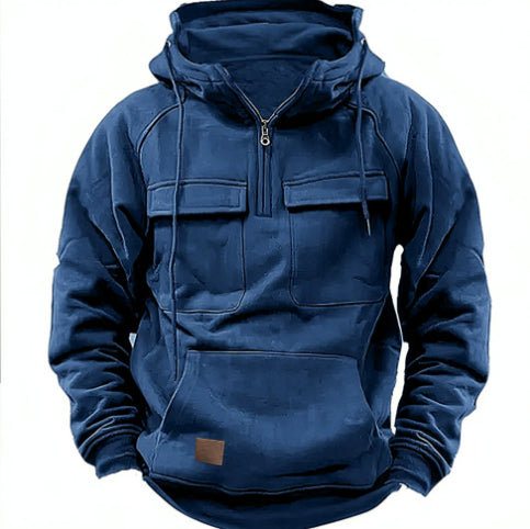 Men’s Zip-Up Hoodie – Drawstring & Pockets Navy Blue Men's Hoodie