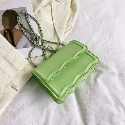 Versatile PU Leather Casual Shoulder Messenger Bag Green Messenger Bag