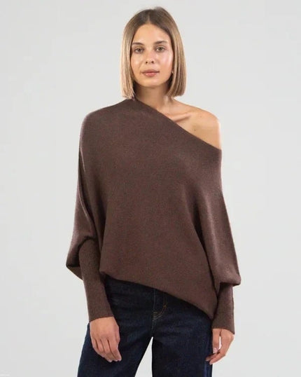 Women's Elegant Cashmere Sweater Dark brown Sweater