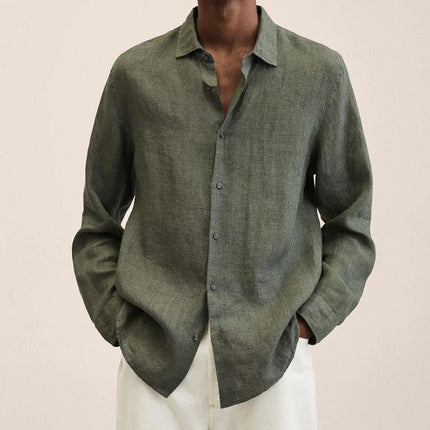 Men's Elegant Linen Shirt Army green Shirts