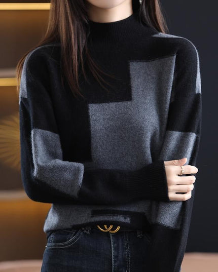 Trendy Plaid Pullover Sweater Gray Sweaters