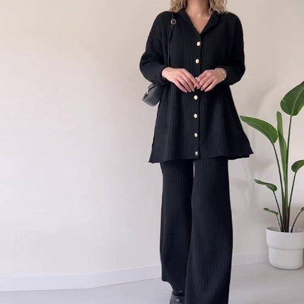 Marta | Trendy and Soft Two-Piece Set Black Two Pieces Sets