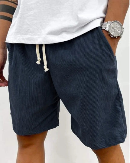Men’s Corduroy Drawstring Shorts Navy Blue Men Shorts