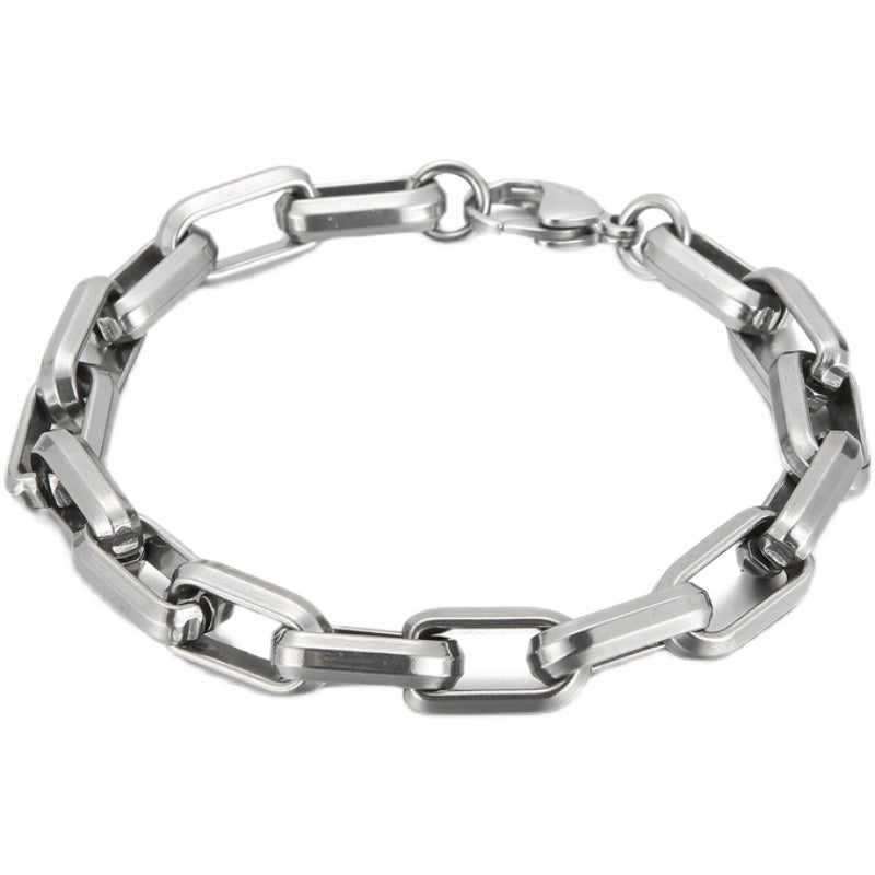 Men’s Titanium Steel Geometric Hip‑Hop Bracelet – Bold Urban Style Bracelet