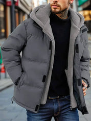 Winter Puffer Jacket with Fleece Lining Grey Winter Puffer Jacket