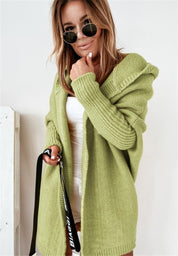 Oversized Bat-Sleeve Hooded Cardigan – Chic Comfort Apple green Women Jacket