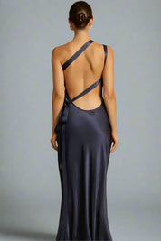 Elegant One-Shoulder Satin Evening Dress Dresses