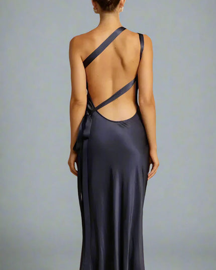 Elegant One-Shoulder Satin Evening Dress Dresses