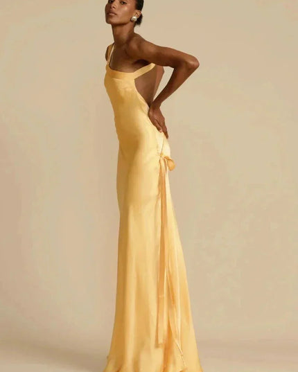 Elegant One-Shoulder Satin Evening Dress Dresses