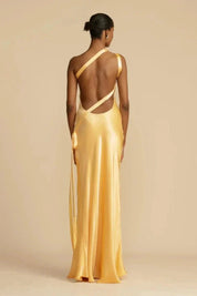 Elegant One-Shoulder Satin Evening Dress Dresses