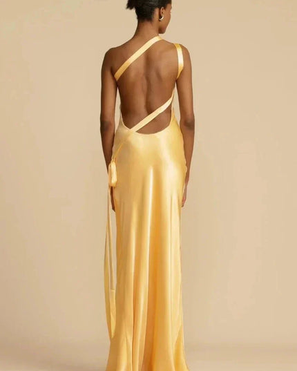 Elegant One-Shoulder Satin Evening Dress Dresses