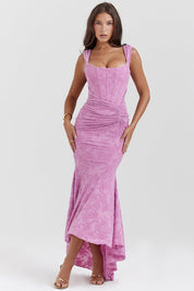 Aubree | Elegant Waist Dress Pink Dresses