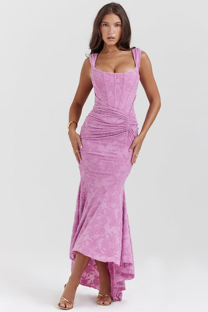 Aimie | Elegant Waist Dress Pink Dresses