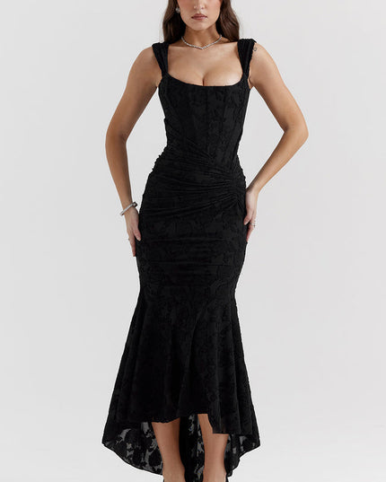 Aimie | Elegant Waist Dress Black Dresses