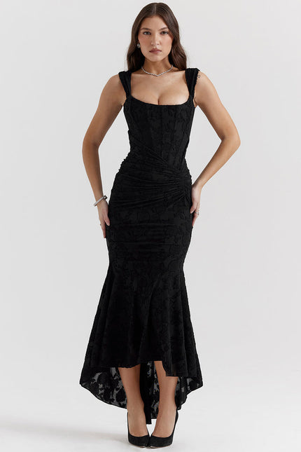 Aimie | Elegant Waist Dress Black Dresses