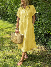 Celira Striped Button-Up Shirt Yellow Dress