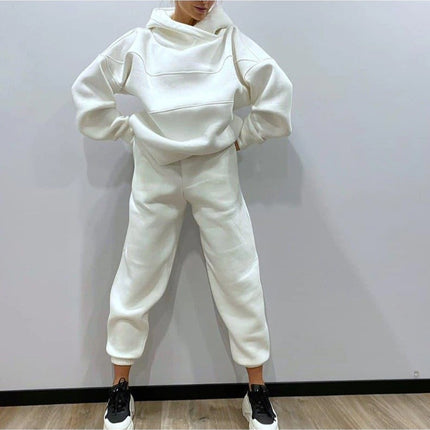 Women's Stylish Two-Piece Tracksuit Set White Outfit Sets