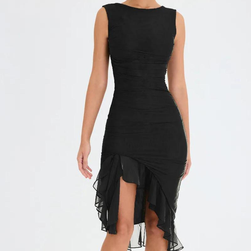 Haileys | Ruffle Midi Dress Black Dresses