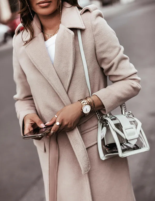 Elegant V-Neck Long Coat Coats & Jackets