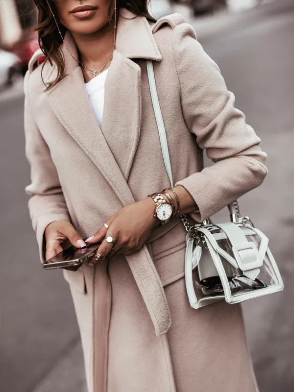 Elegant V-Neck Long Coat Coats & Jackets