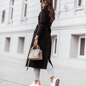 Elegant V-Neck Long Coat Coats & Jackets