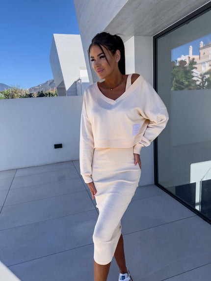 Margot | Casual Sweatshirt And Dress Set Cream Dresses