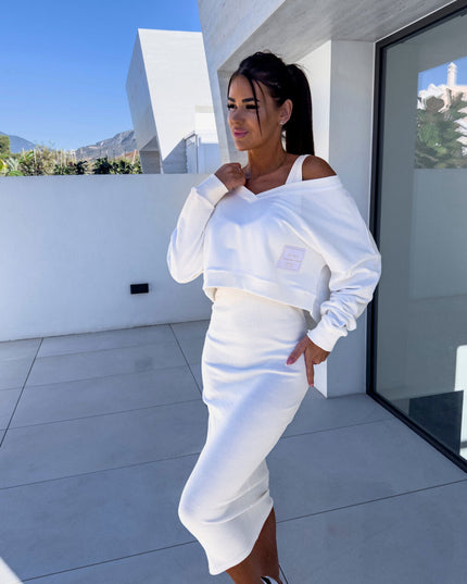 Margot | Casual Sweatshirt And Dress Set White Dresses