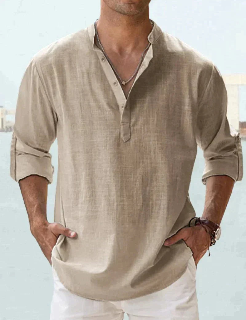 Men's Classic Linen Shirt Brown Shirts