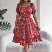 Floral Print Square Neck Dress Dresses
