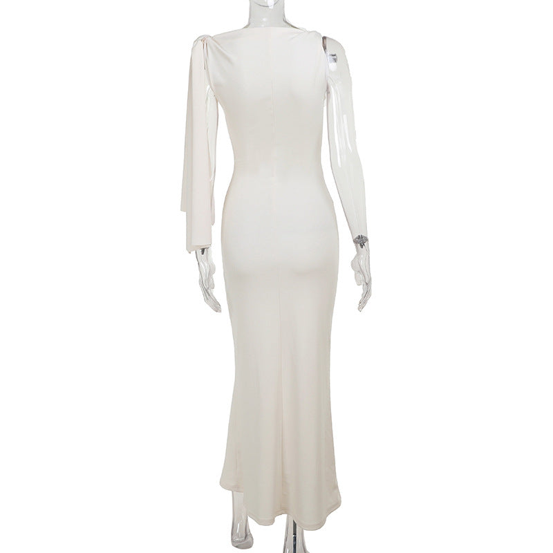 One-shoulder Ribbon Long Dress Dress