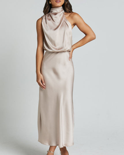 Elegant Sleeveless Summer Evening Party Dress Champagne color Dresses