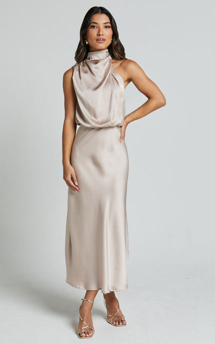 Elegant Sleeveless Summer Evening Party Dress Champagne color Dresses