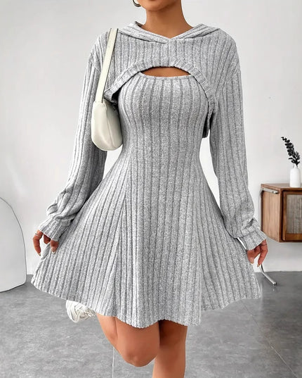 Women’s Two‑Piece Hooded Shawl Vest & Skirt Set Skirts
