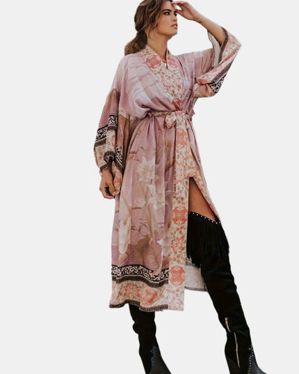 Elegant Long Floral Kimono Robe for Women Dresses