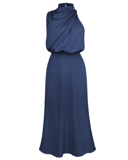 Elegant Sleeveless Summer Evening Party Dress Navy Blue Dresses