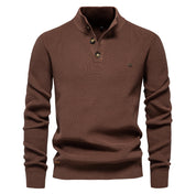 Men’s Zipper Stand Collar Knitted Sweater SW833 Coffee Men - Main - Winter