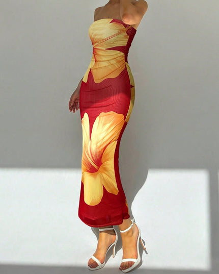 Women's Slim-Fit Floral Print Dress 10Color Dress