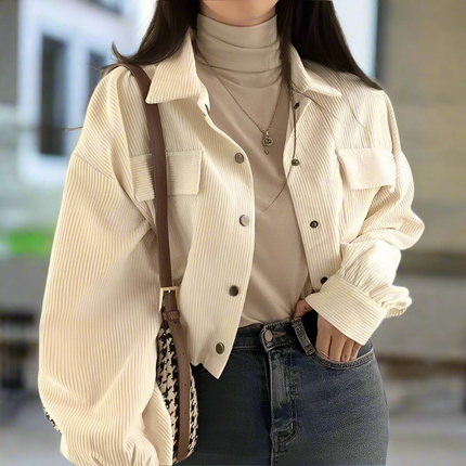 Corduroy Drawstring Short Jacket Apricot Short Jacket