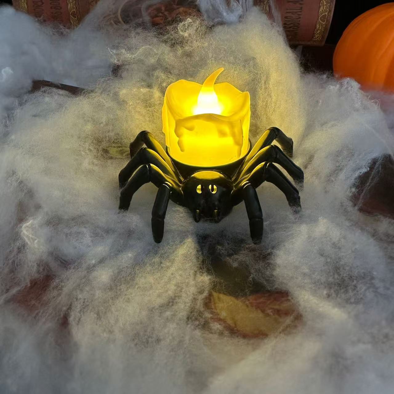 Halloween Spider Candle Night Light Spider Back White Candle Halloween Decorations