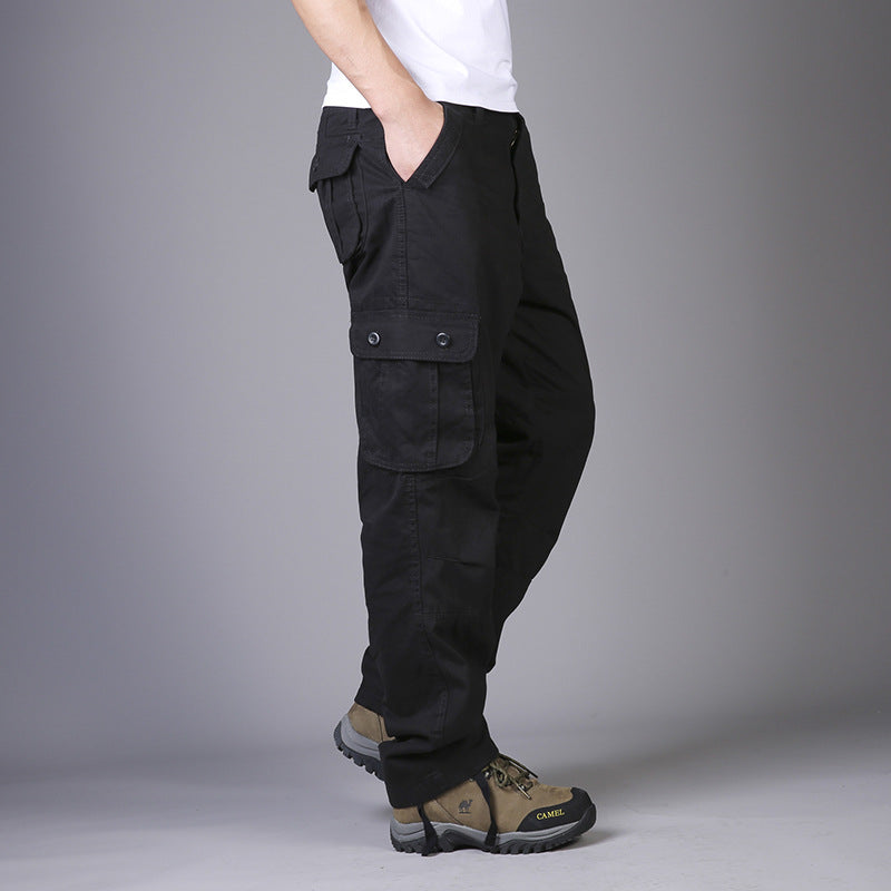 Men’s Summer Lightweight Multi-Pocket Cargo Pants Six Pocket Black Cargo Pants