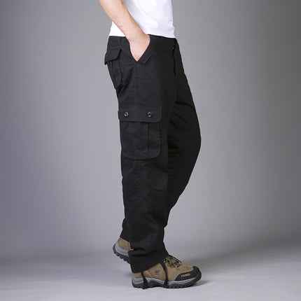 Men’s Summer Lightweight Multi-Pocket Cargo Pants Six Pocket Black Cargo Pants