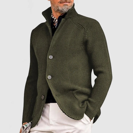 Men's Classic Stand-Up Collar Knitted Sweate Army Green Sweaters