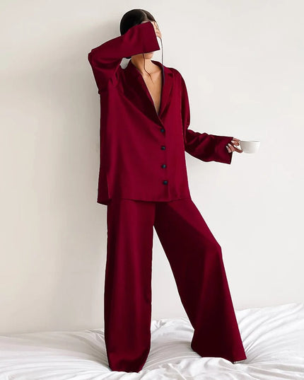 Clara | Oversized Pajama Set Bourgondy Sets