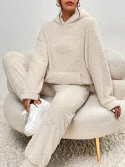 Ultra-Soft Teddy Fleece Lounge Set Beige Loungewear
