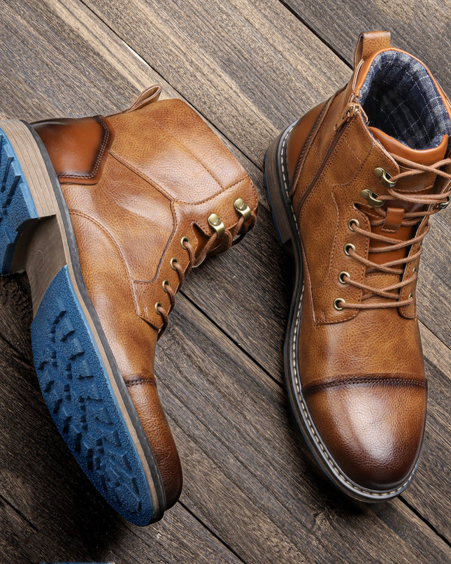 Frontier Leather Boots Durable Comfort Non Slip Sole for Men Brown Boots