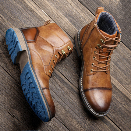 Frontier Leather Boots Durable Comfort Non Slip Sole for Men Brown Boots